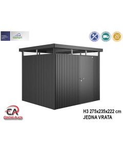 Vrtna kućica HighLine Biohort 275x235x222 cm Vel. H3 tamno siva 1 vrata