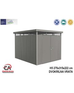 Vrtna kućica HighLine Biohort 275x315x222 cm Vel. H5 metalik siva 2 vrata
