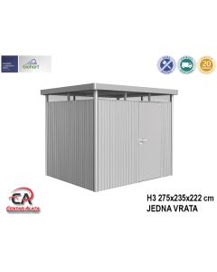 Vrtna kućica HighLine Biohort 275x235x222 cm Vel. H3 metalik srebrna 1 vrata