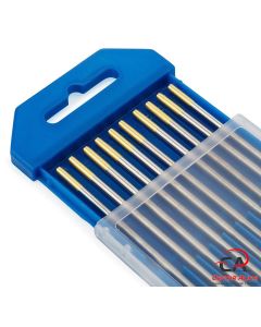 Wolfram elektroda TIG WL15 Zlatna 1,6x175 mm  Tig elektrode sa zlatnim vrhom prikladne su za primjenu u AC i DC Tig zavarivanju. mekog čelika, nehrđajućeg čelika, alatnog čelika aluminija